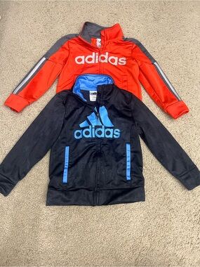 adidas Kids Zip Track Jackets - Orange/gray and light blue/dark blue